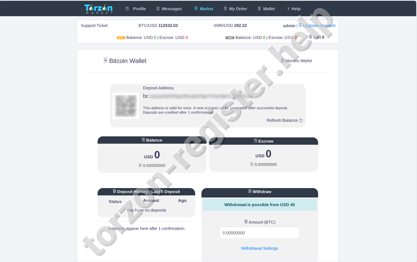 Torzon Market Bitcoin Wallet Management